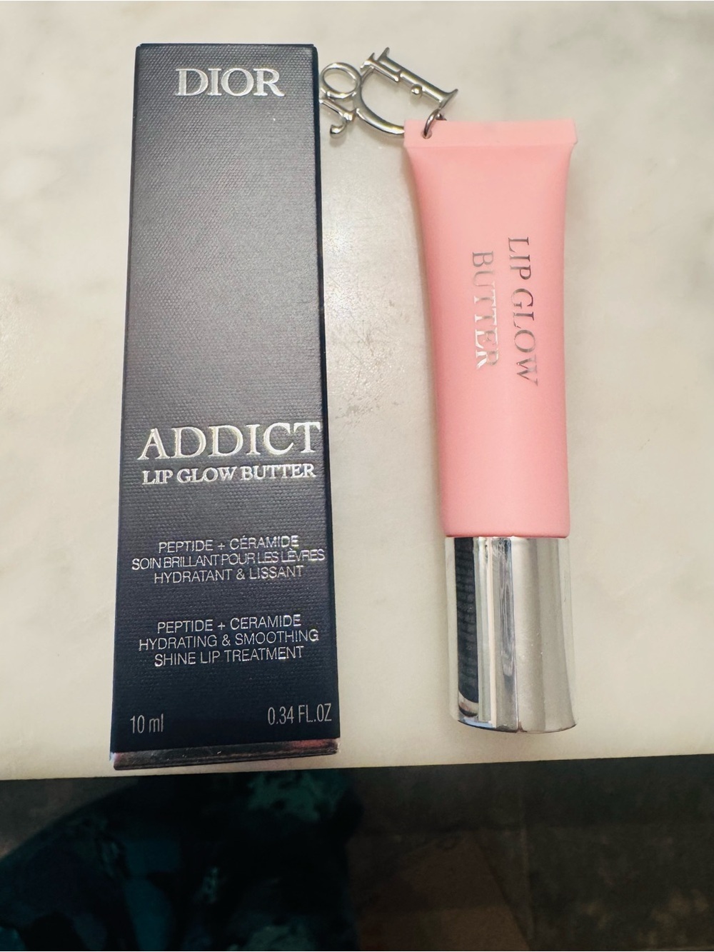 Dior Addict Lip Glow Butter - Pink Hydrating Shine w/ silver Dior charm NIB